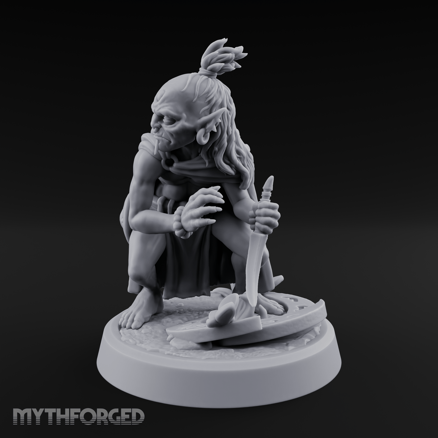 Crouching And Scheming Goblin Rogue Skulker Miniature for Dungeons and Dragons, Pathfinder or other TTRPGs