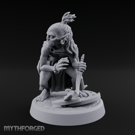 Crouching And Scheming Goblin Rogue Skulker Miniature for Dungeons and Dragons, Pathfinder or other TTRPGs