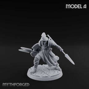 Spear And Shield Lunging Human Spear Warrior Model A Miniature for Dungeons and Dragons, Pathfinder or other TTRPGs