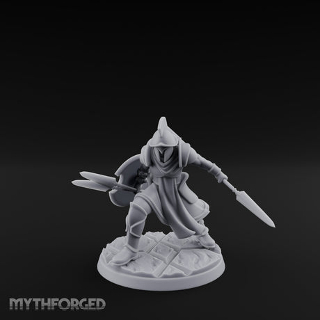 Spear And Shield Lunging Human Spear Warrior Model A Miniature for Dungeons and Dragons, Pathfinder or other TTRPGs