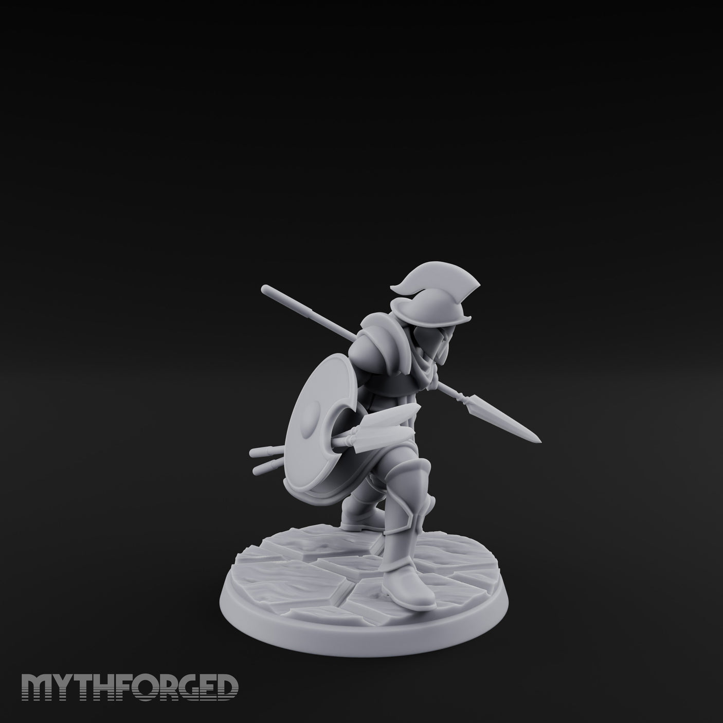 Spear And Shield Lunging Human Spear Warrior Model A Miniature for Dungeons and Dragons, Pathfinder or other TTRPGs