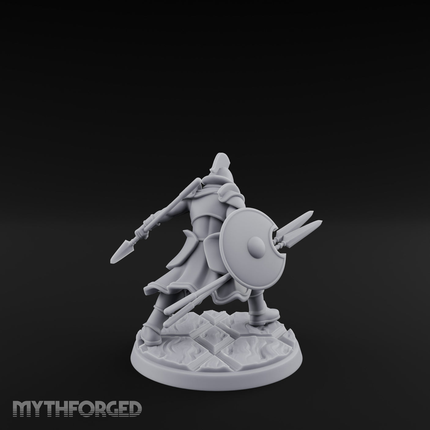 Spear And Shield Lunging Human Spear Warrior Model A Miniature for Dungeons and Dragons, Pathfinder or other TTRPGs
