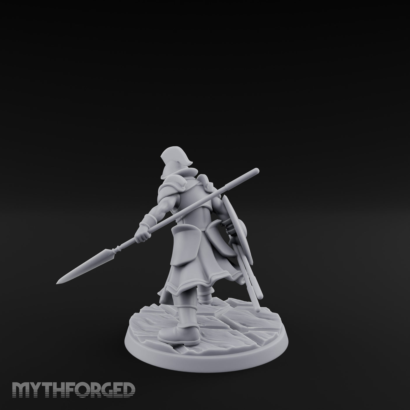 Spear And Shield Lunging Human Spear Warrior Model A Miniature for Dungeons and Dragons, Pathfinder or other TTRPGs