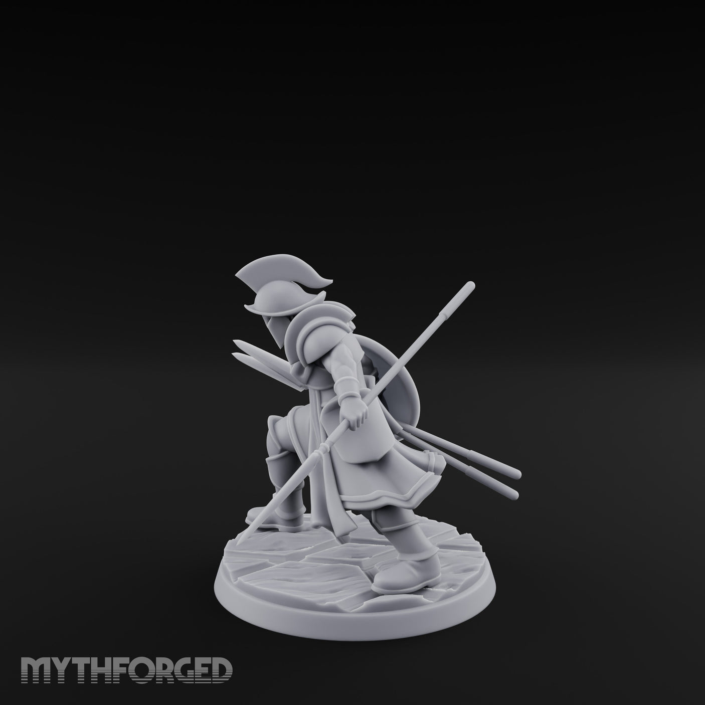 Spear And Shield Lunging Human Spear Warrior Model A Miniature for Dungeons and Dragons, Pathfinder or other TTRPGs