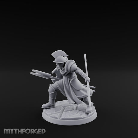 Spear And Shield Lunging Human Spear Warrior Model A Miniature for Dungeons and Dragons, Pathfinder or other TTRPGs