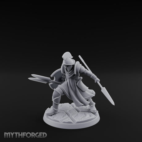 Spear And Shield Lunging Human Spear Warrior Model A Miniature for Dungeons and Dragons, Pathfinder or other TTRPGs