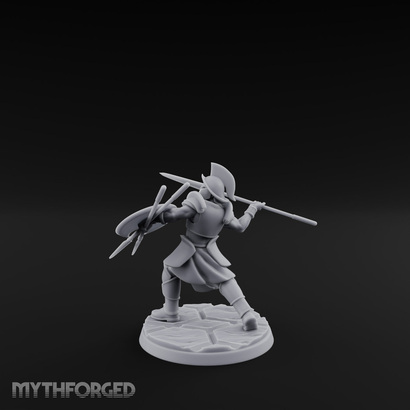 Spear And Shield Lunging Human Spear Warrior Model B Miniature for Dungeons and Dragons, Pathfinder or other TTRPGs