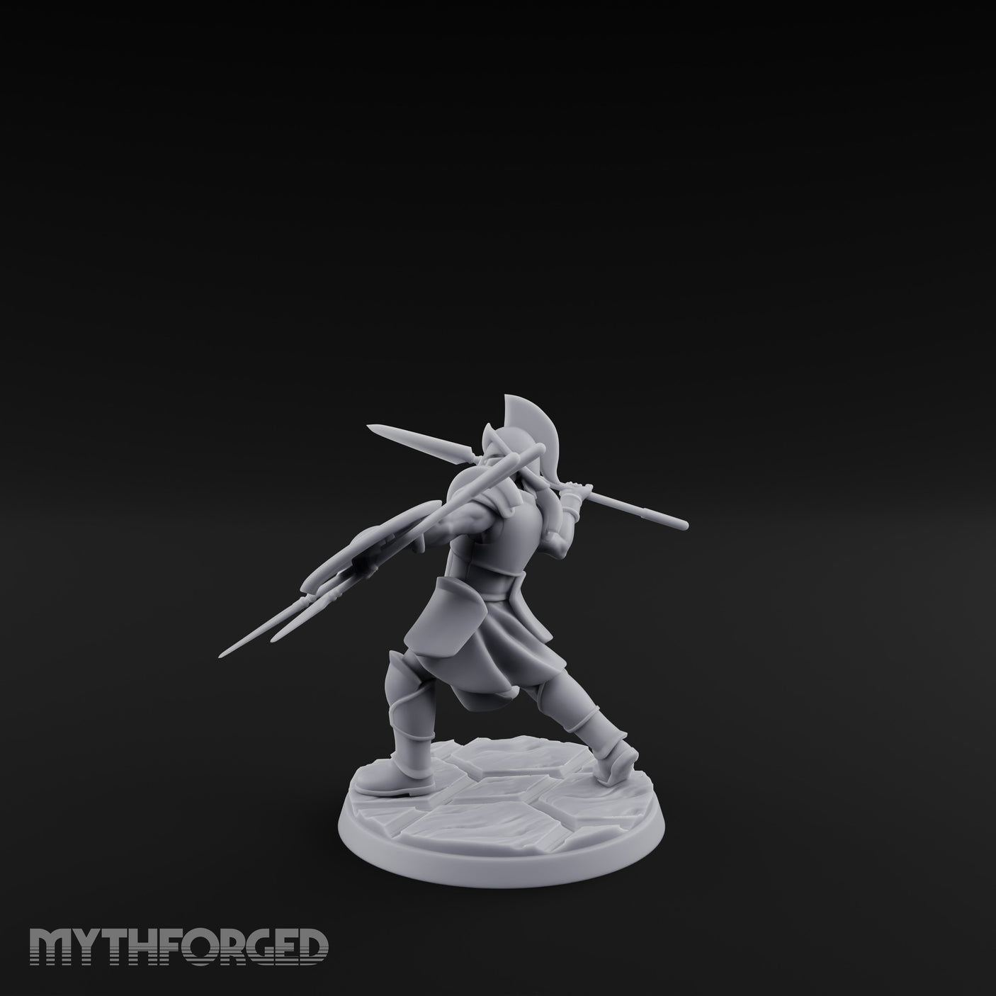 Spear And Shield Lunging Human Spear Warrior Model B Miniature for Dungeons and Dragons, Pathfinder or other TTRPGs
