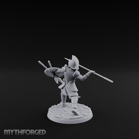 Spear And Shield Lunging Human Spear Warrior Model B Miniature for Dungeons and Dragons, Pathfinder or other TTRPGs