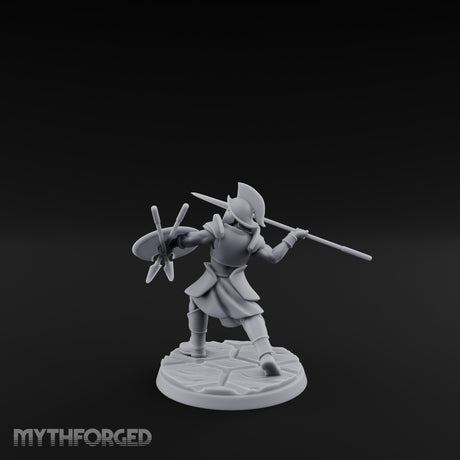 Spear And Shield Lunging Human Spear Warrior Model B Miniature for Dungeons and Dragons, Pathfinder or other TTRPGs