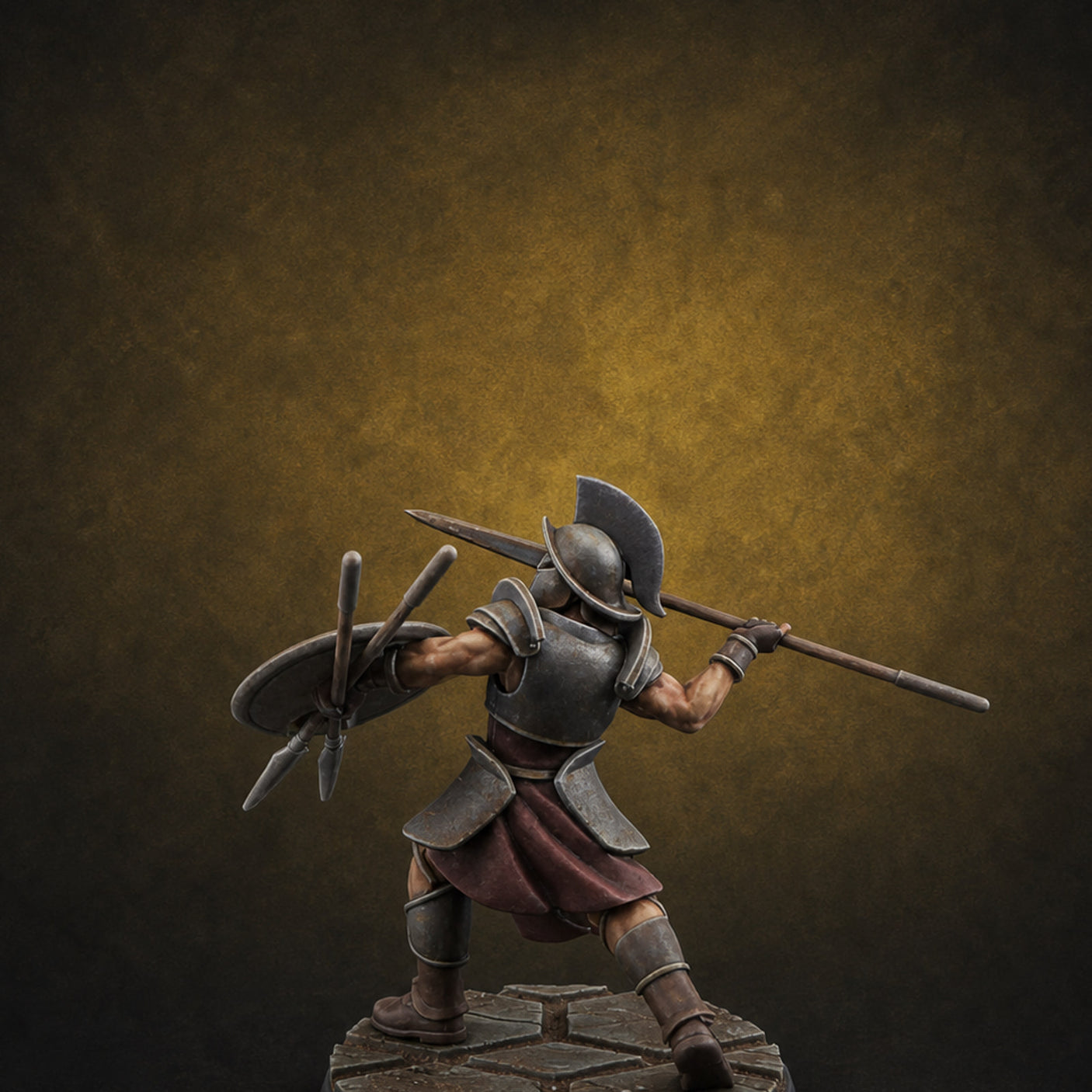 Spear And Shield Lunging Human Spear Warrior Model B Miniature for Dungeons and Dragons, Pathfinder or other TTRPGs