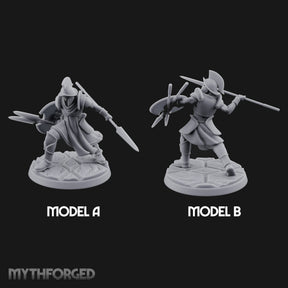 Spear And Shield Lunging Human Spear Warriors Miniature for Dungeons and Dragons, Pathfinder or other TTRPGs