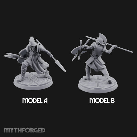 Spear And Shield Lunging Human Spear Warriors Miniature for Dungeons and Dragons, Pathfinder or other TTRPGs
