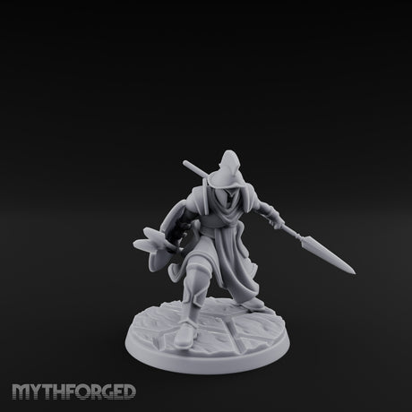 Spear And Shield Lunging Human Spear Warriors Miniature for Dungeons and Dragons, Pathfinder or other TTRPGs