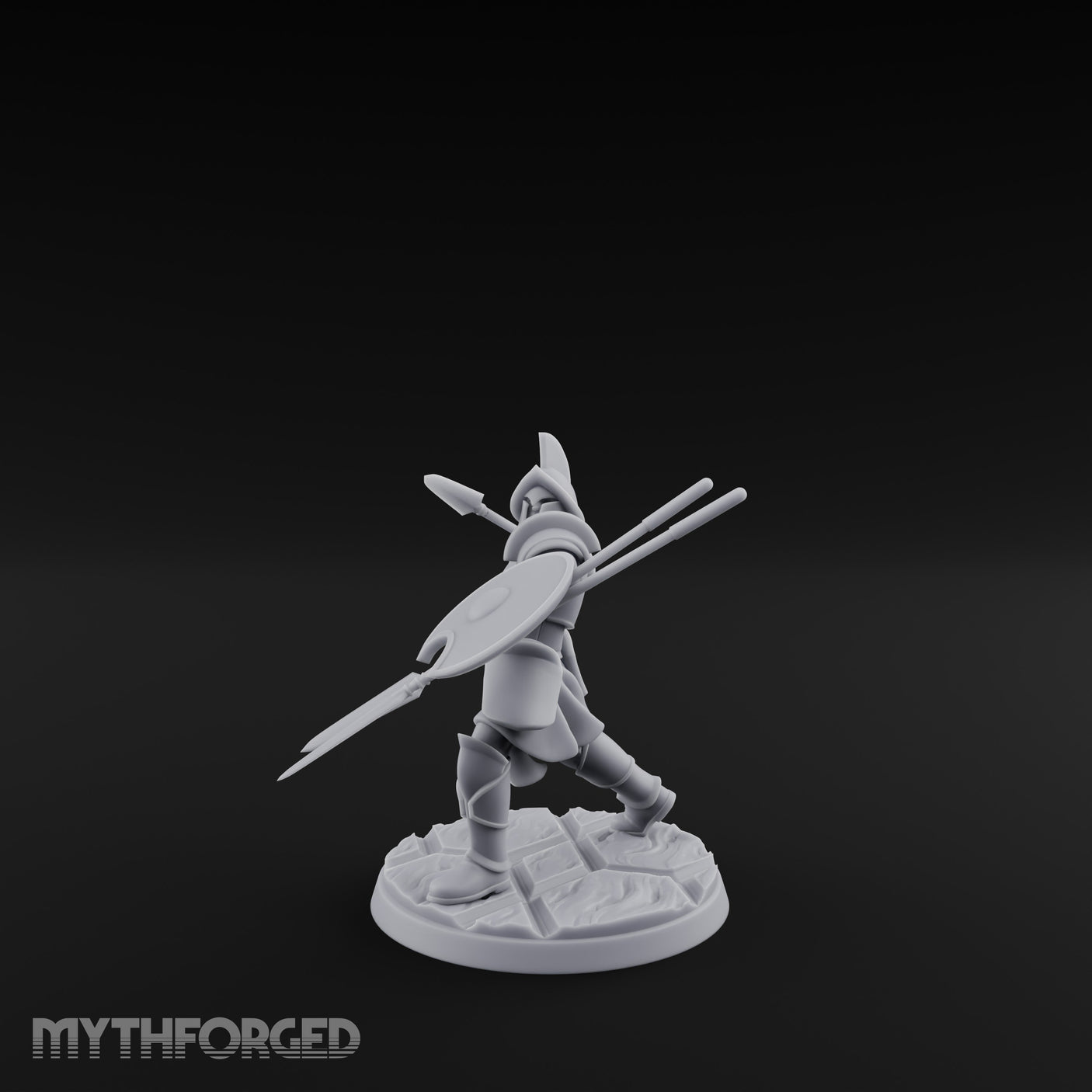 Spear And Shield Lunging Human Spear Warriors Miniature for Dungeons and Dragons, Pathfinder or other TTRPGs