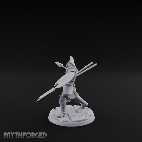 Spear And Shield Lunging Human Spear Warriors Miniature for Dungeons and Dragons, Pathfinder or other TTRPGs