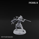 Spear And Shield Lunging Human Spear Warriors Miniature for Dungeons and Dragons, Pathfinder or other TTRPGs