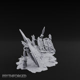 Spear-Crossed Shield-Grounded Tribal Warrior Arms Scene Miniature for Dungeons and Dragons, Pathfinder or other TTRPGs