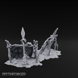 Spear-Crossed Shield-Grounded Tribal Warrior Arms Scene Miniature for Dungeons and Dragons, Pathfinder or other TTRPGs
