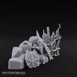 Spear-Leaned Shield-Propped Tribal Rock Barricade Scene Miniature for Dungeons and Dragons, Pathfinder or other TTRPGs