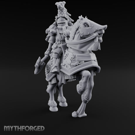 Spear Lowered Bear Helmed Human Knight on Horseback Miniature for Dungeons and Dragons, Pathfinder or other TTRPGs