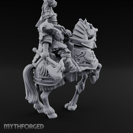 Spear Lowered Bear Helmed Human Knight on Horseback Miniature for Dungeons and Dragons, Pathfinder or other TTRPGs
