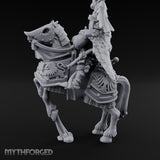Spear Lowered Bear Helmed Human Knight on Horseback Miniature for Dungeons and Dragons, Pathfinder or other TTRPGs