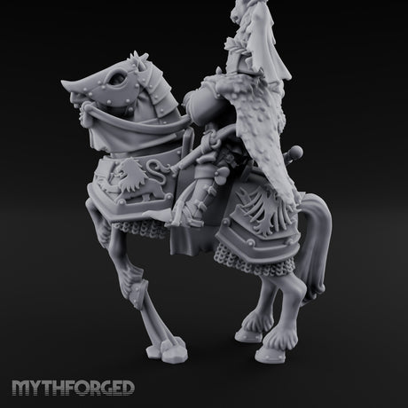 Spear Lowered Bear Helmed Human Knight on Horseback Miniature for Dungeons and Dragons, Pathfinder or other TTRPGs