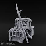 Spear-Propped Rope-Lashed Tribal Storage Crate Scene Miniature for Dungeons and Dragons, Pathfinder or other TTRPGs
