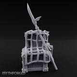 Spear-Propped Rope-Lashed Tribal Storage Crate Scene Miniature for Dungeons and Dragons, Pathfinder or other TTRPGs