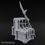 Spear-Propped Rope-Lashed Tribal Storage Crate Scene Miniature for Dungeons and Dragons, Pathfinder or other TTRPGs