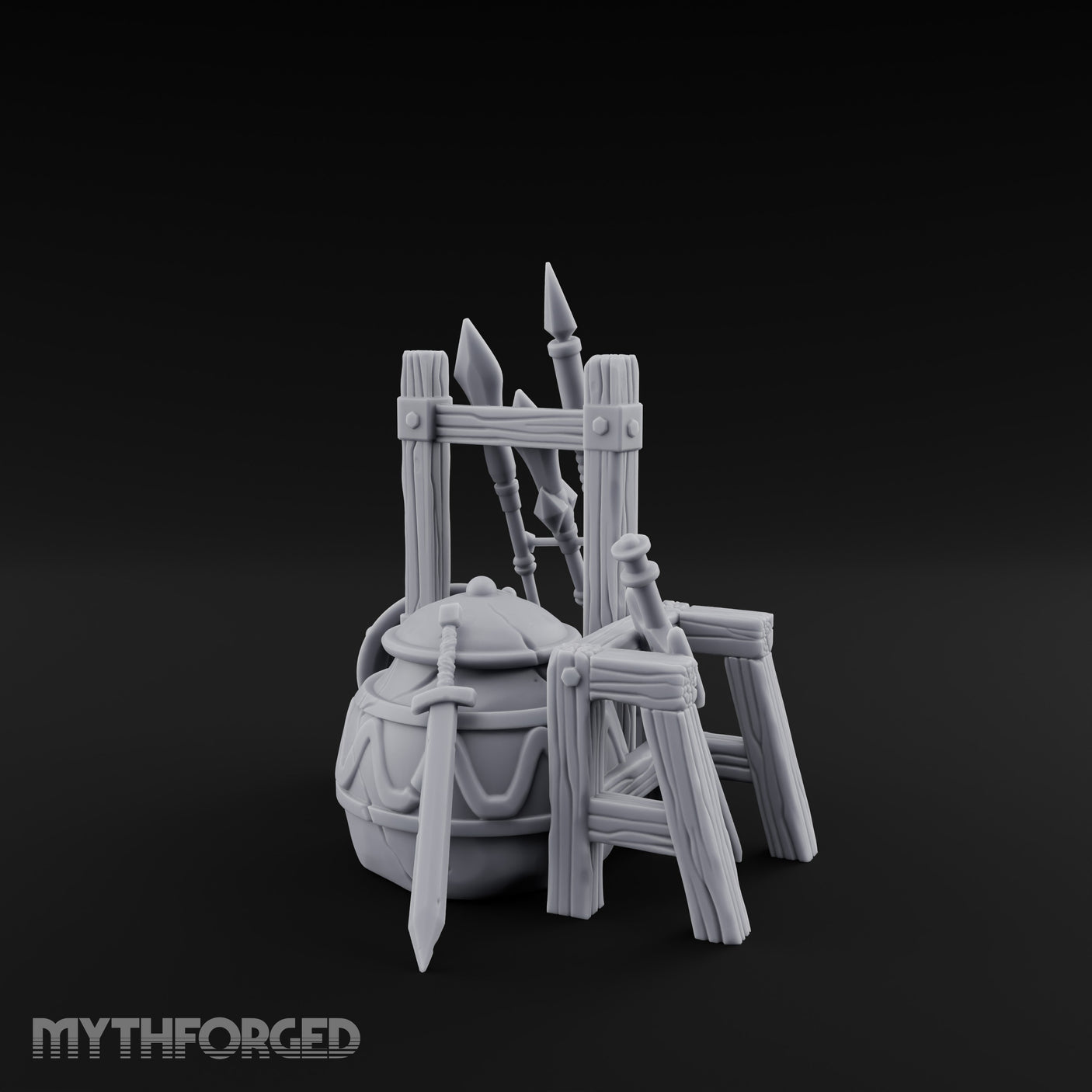Spear-Racked Helm-Propped Armory Weapon Stand Set gallery 9