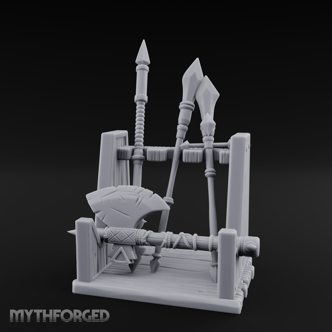 Spear-Racked Rope-Lashed Tribal Weapon Stand gallery 1