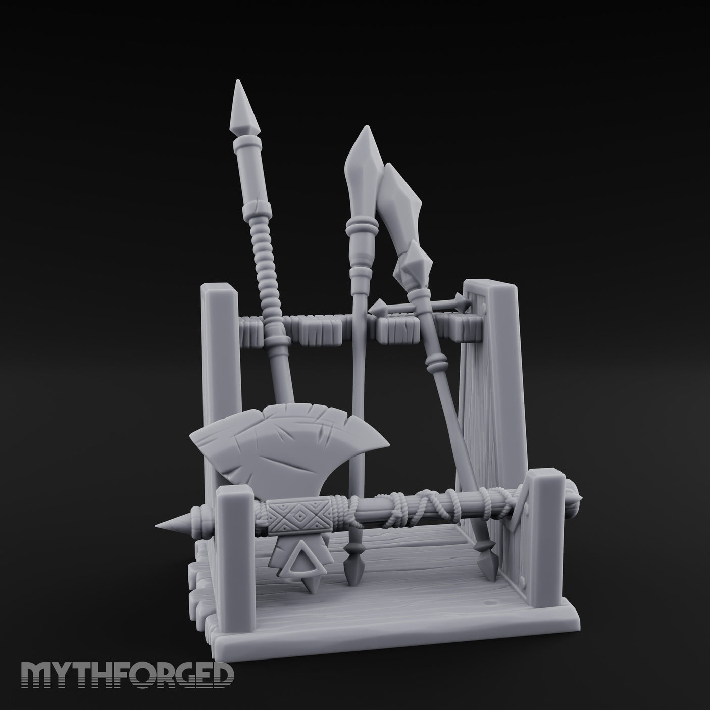 Spear-Racked Rope-Lashed Tribal Weapon Stand gallery 2