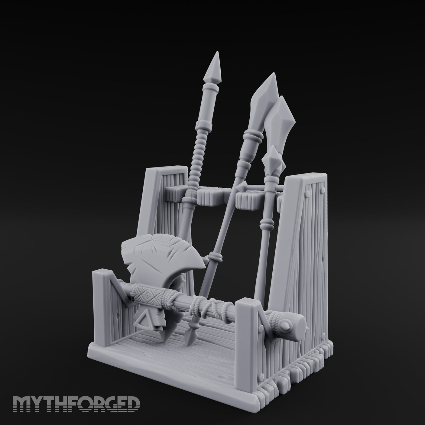 Spear-Racked Rope-Lashed Tribal Weapon Stand gallery 9