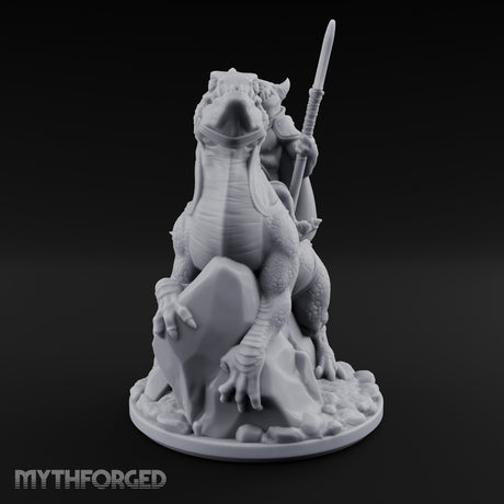 Spear Raised Riding Kobold Raptor Rider Miniature for Dungeons and Dragons, Pathfinder or other TTRPGs