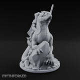 Spear Raised Riding Kobold Raptor Rider Miniature for Dungeons and Dragons, Pathfinder or other TTRPGs