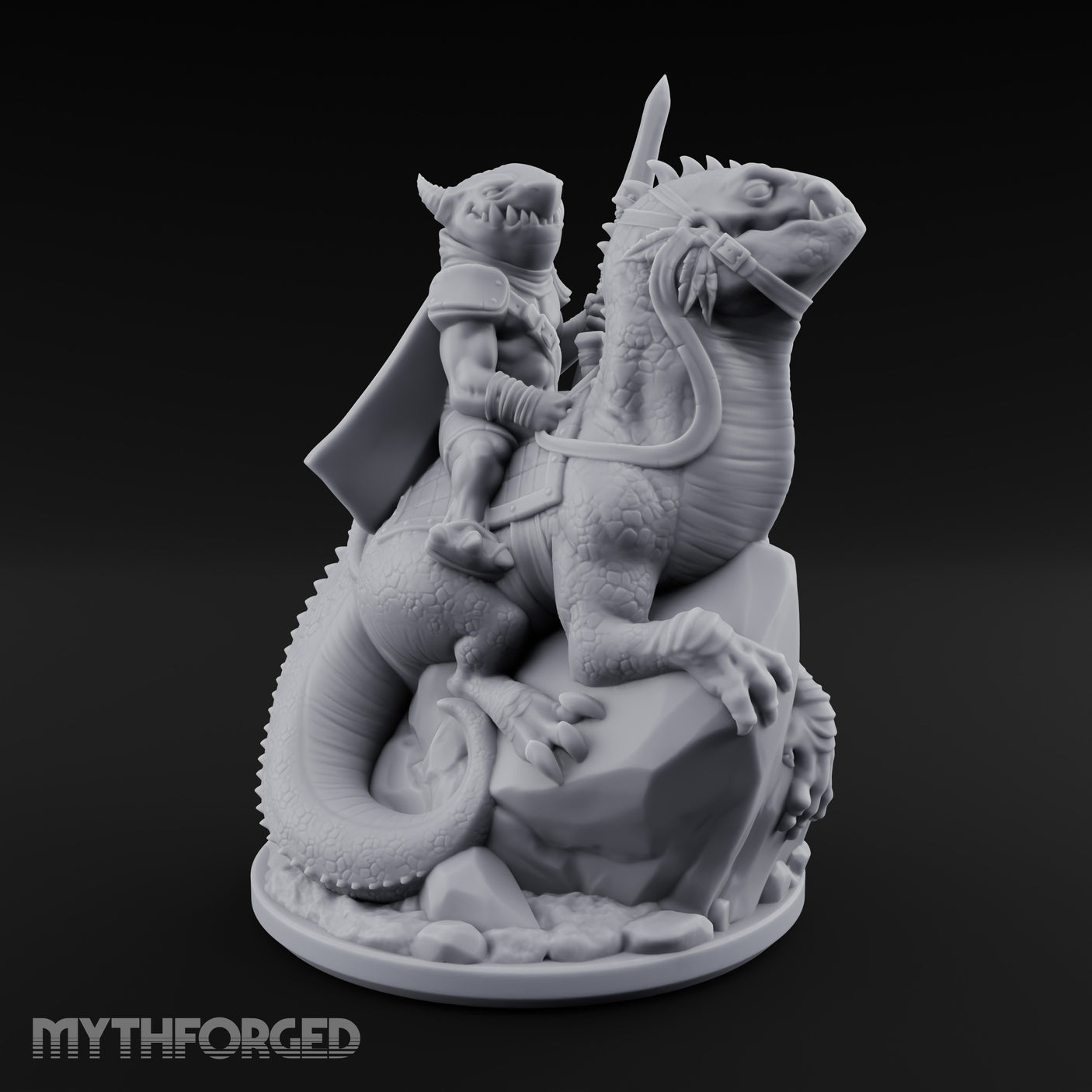 Spear Raised Riding Kobold Raptor Rider Miniature for Dungeons and Dragons, Pathfinder or other TTRPGs