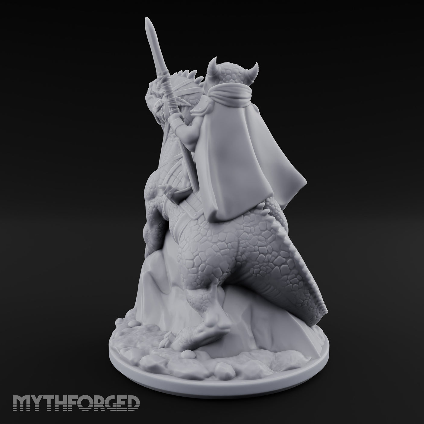 Spear Raised Riding Kobold Raptor Rider Miniature for Dungeons and Dragons, Pathfinder or other TTRPGs
