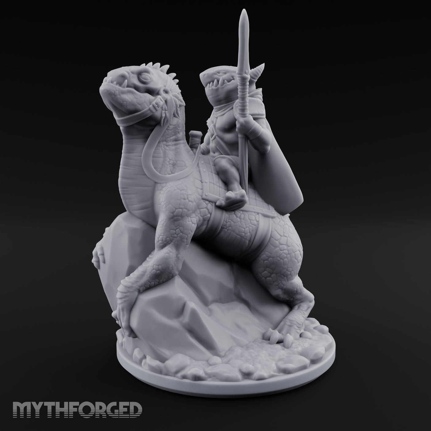 Spear Raised Riding Kobold Raptor Rider Miniature for Dungeons and Dragons, Pathfinder or other TTRPGs