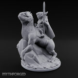 Spear Raised Riding Kobold Raptor Rider Miniature for Dungeons and Dragons, Pathfinder or other TTRPGs