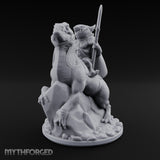 Spear Raised Riding Kobold Raptor Rider Miniature for Dungeons and Dragons, Pathfinder or other TTRPGs