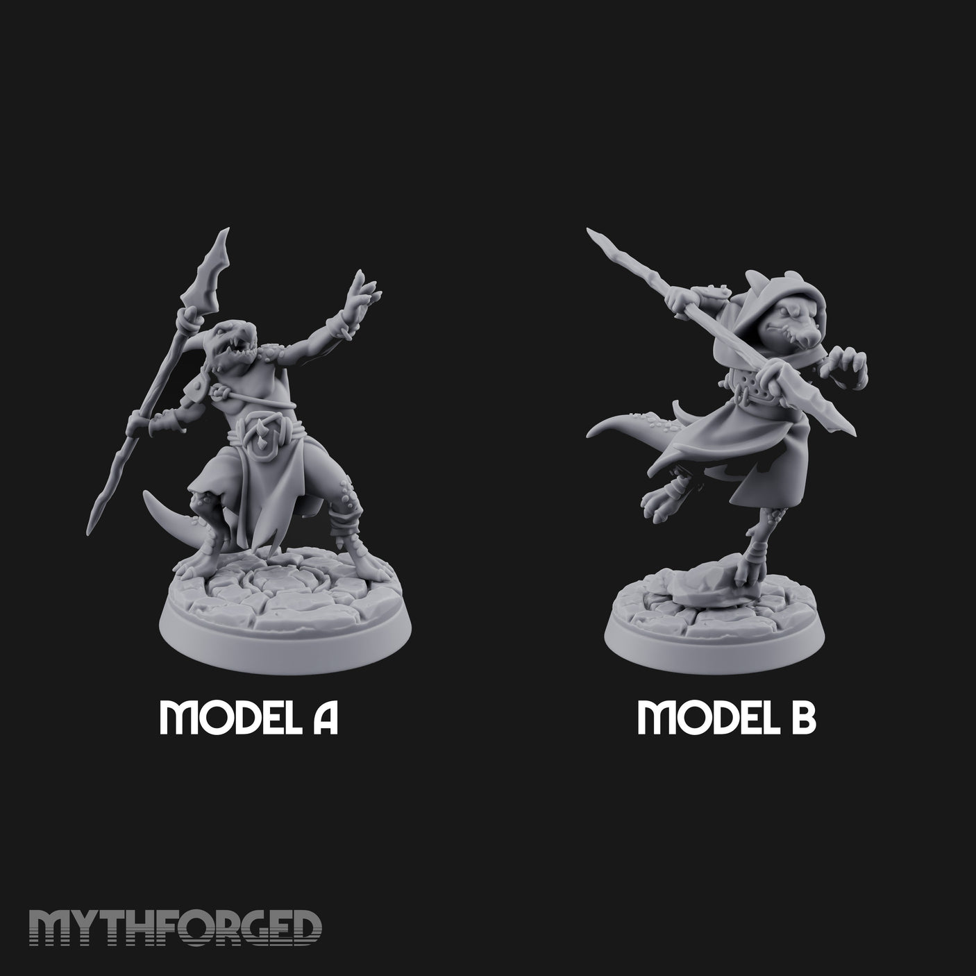 Spear Thrusting Kobold Spear Fighters Miniature for Dungeons and Dragons, Pathfinder or other TTRPGs