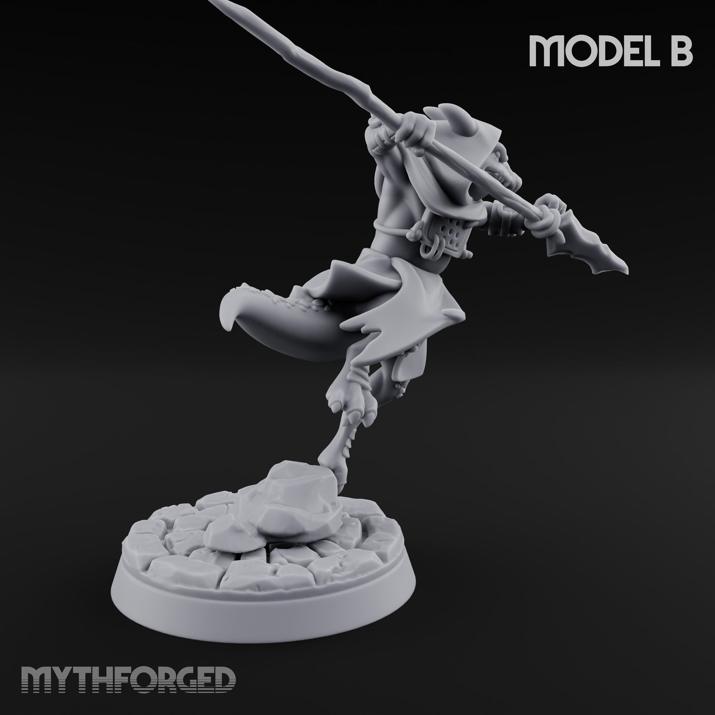 Spear Thrusting Kobold Spear Fighters Miniature for Dungeons and Dragons, Pathfinder or other TTRPGs