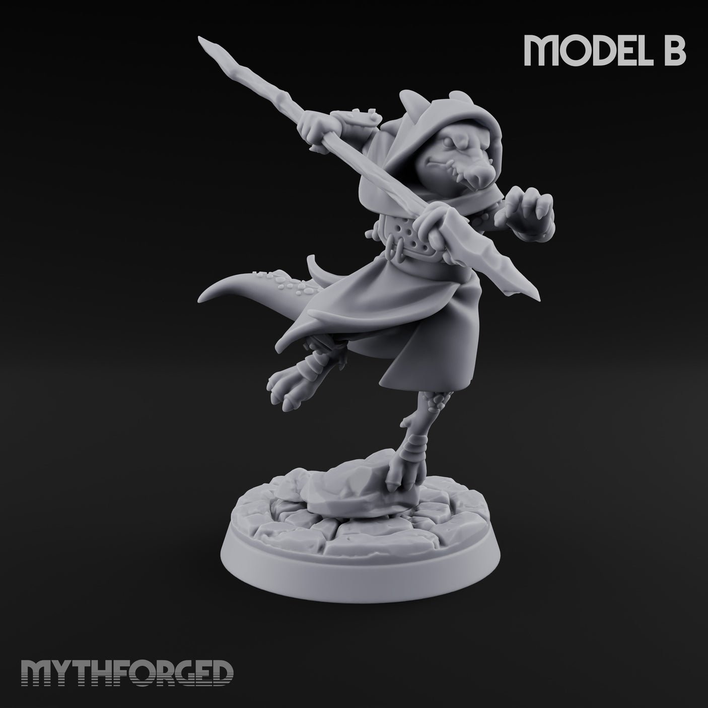 Spear Thrusting Kobold Spear Fighters Miniature for Dungeons and Dragons, Pathfinder or other TTRPGs
