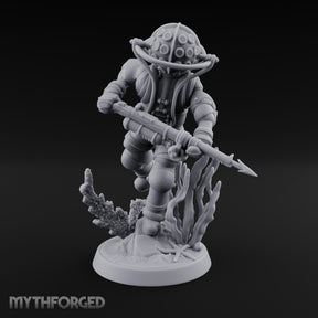 Speargun Levelled Human Deep Sea Diver Miniature for Dungeons and Dragons, Pathfinder or other TTRPGs