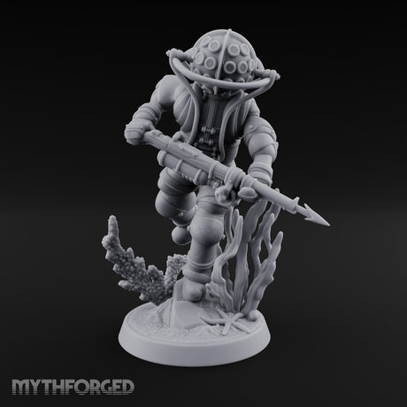 Speargun Levelled Human Deep Sea Diver Miniature for Dungeons and Dragons, Pathfinder or other TTRPGs