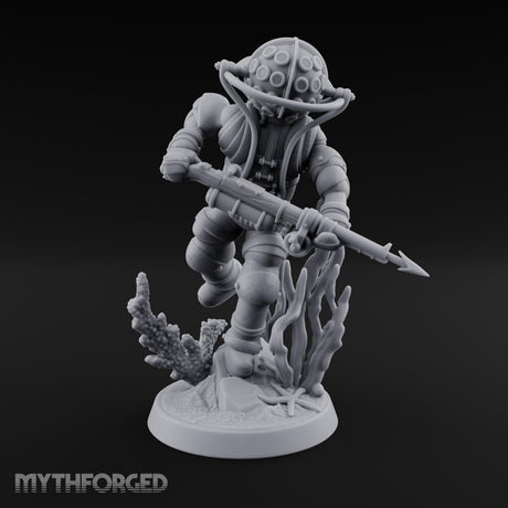 Speargun Levelled Human Deep Sea Diver Miniature for Dungeons and Dragons, Pathfinder or other TTRPGs
