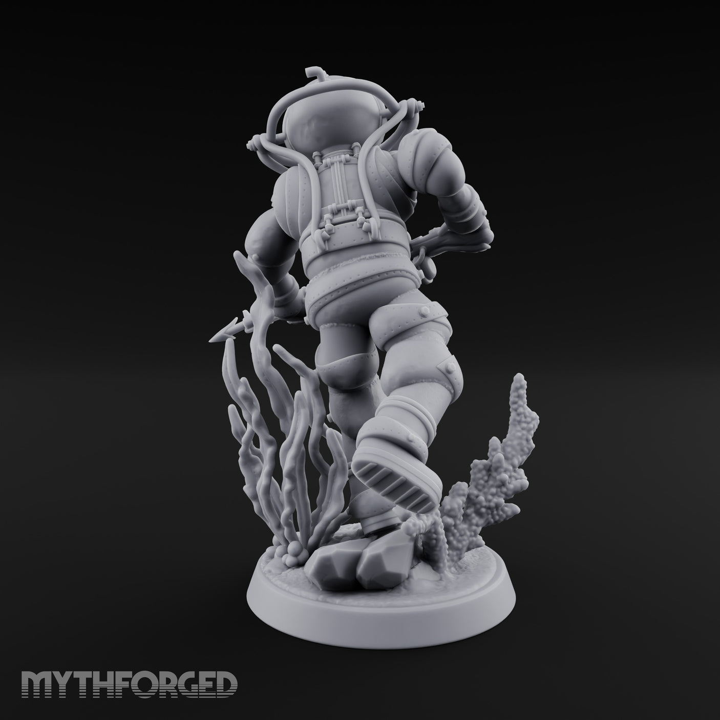 Speargun Levelled Human Deep Sea Diver Miniature for Dungeons and Dragons, Pathfinder or other TTRPGs