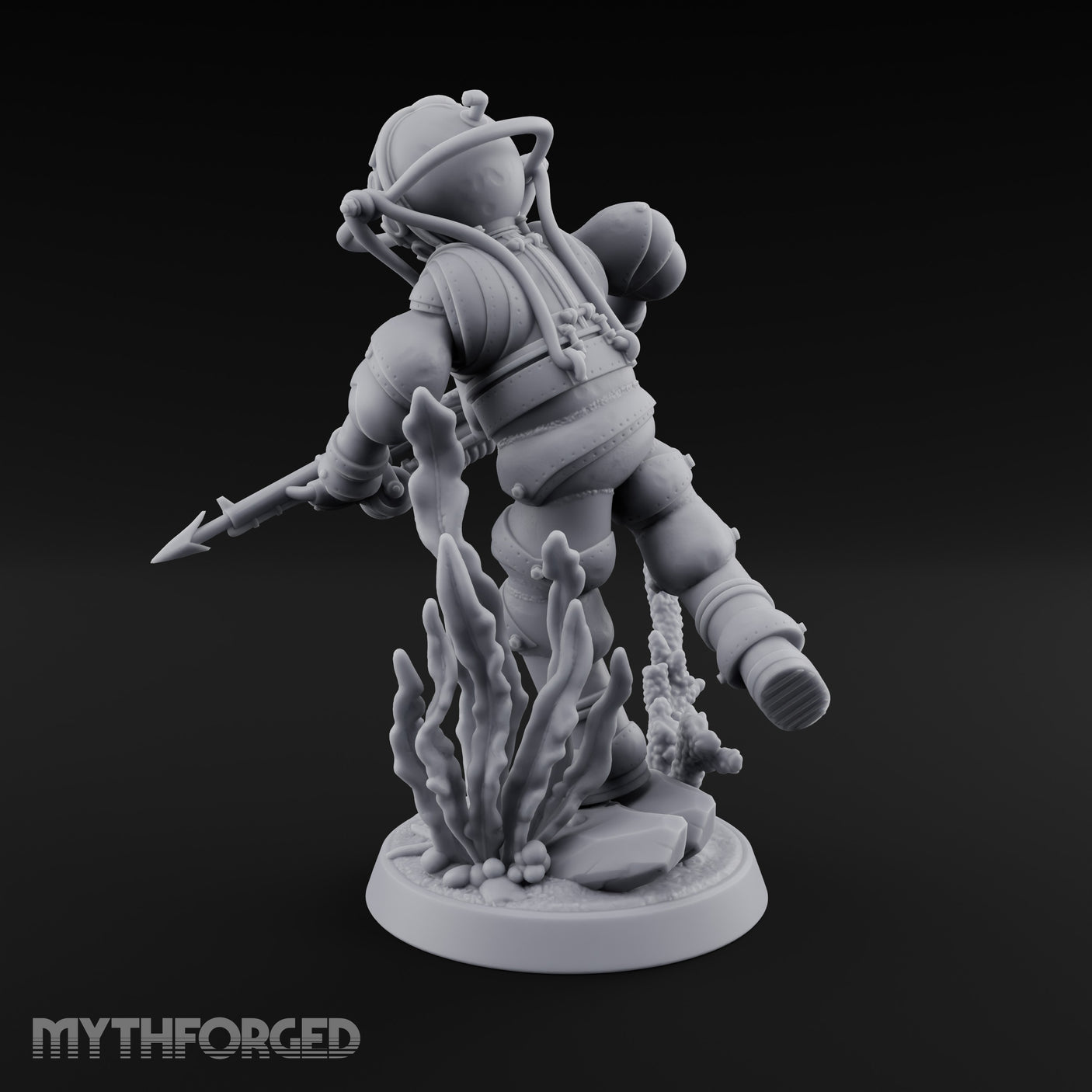 Speargun Levelled Human Deep Sea Diver Miniature for Dungeons and Dragons, Pathfinder or other TTRPGs